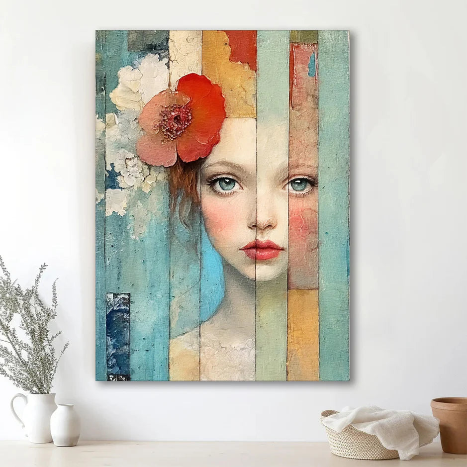 Figurative Abstract Art of Girl in Multicolor